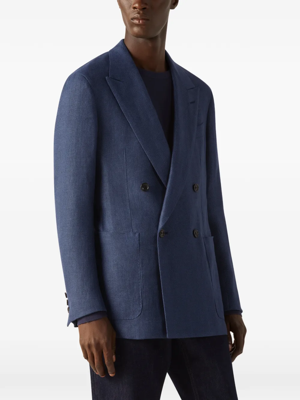  Zegna Crossover Linen Jacket - Blue 