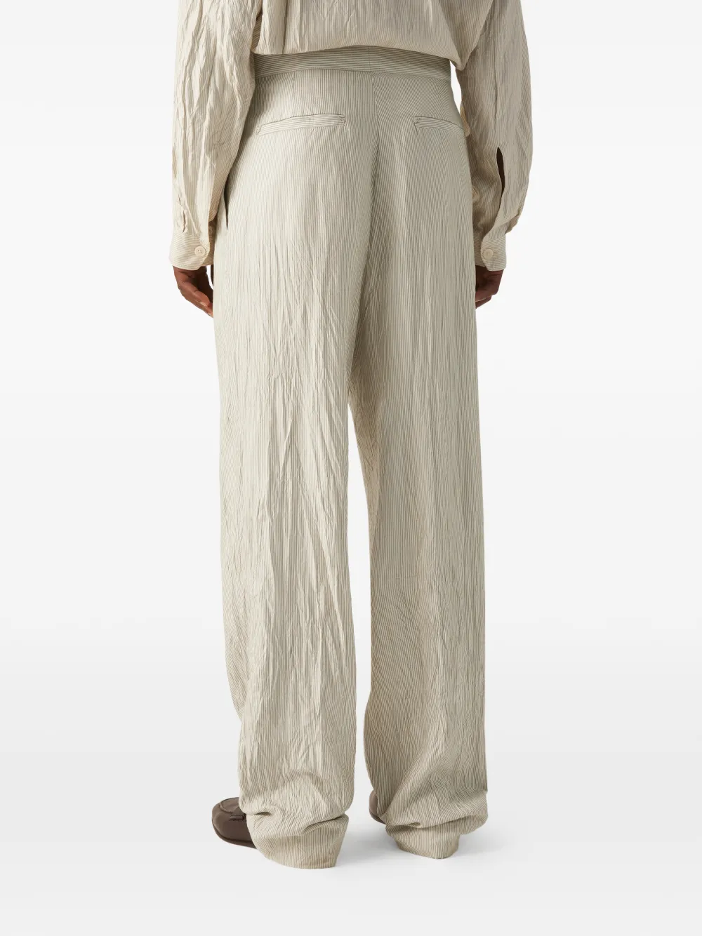Zegna Zijden broek met strepen en plooien Beige