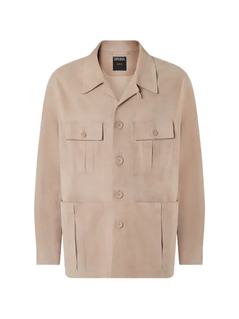 Zegna pocket-details leather sahariana jacket