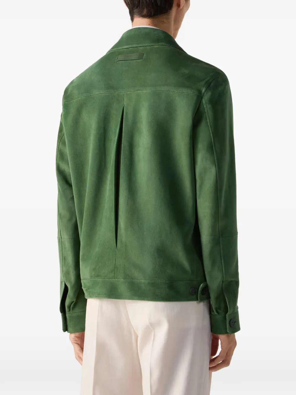 Zegna Suède jack met klepzak Groen