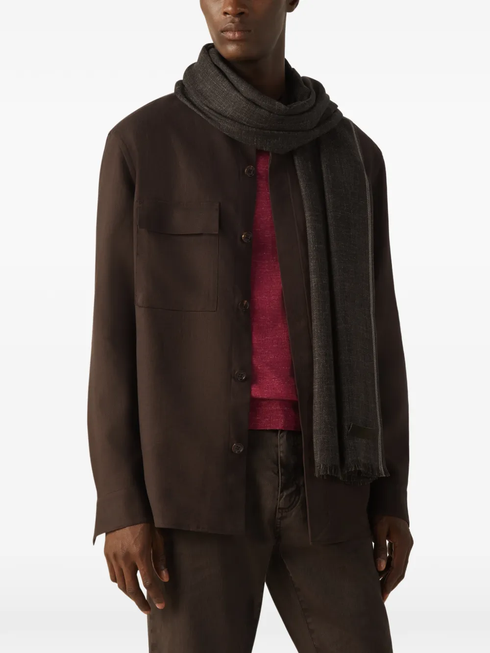 Zegna Sjaal met franje Bruin