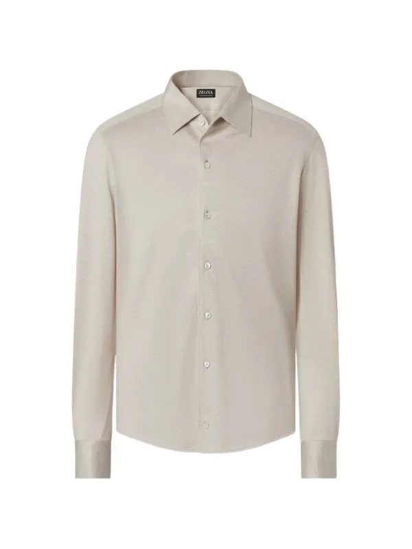 Zegna Silk Linen and Cotton Shirt in Neutrals