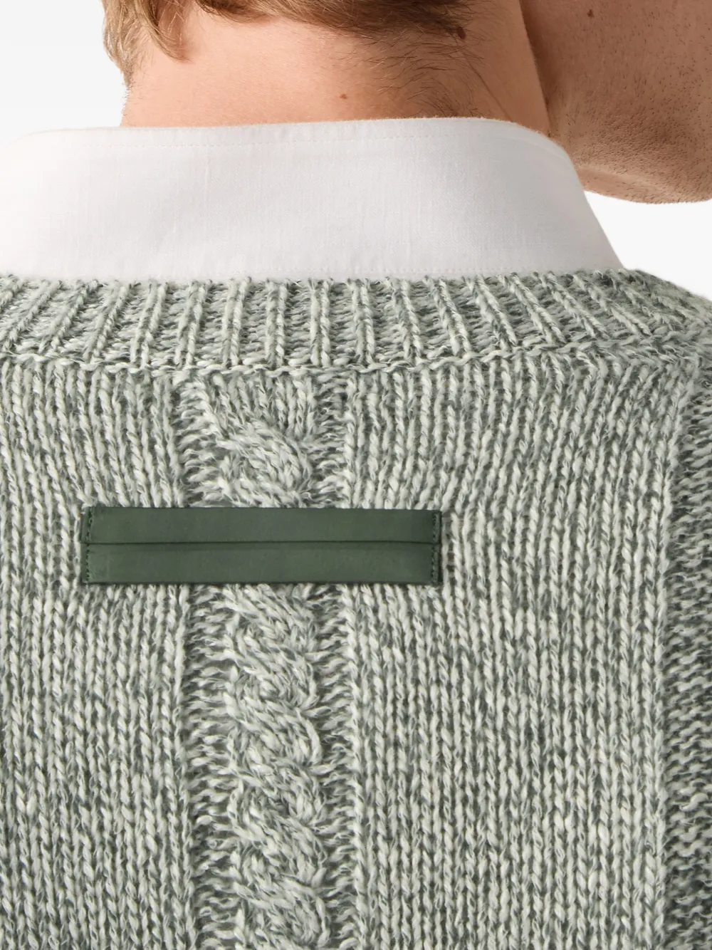 Zegna Kabelgebreide trui met V-hals Groen