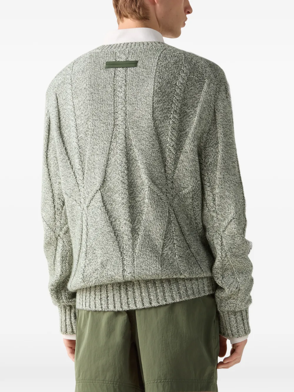 Zegna Kabelgebreide trui met V-hals Groen