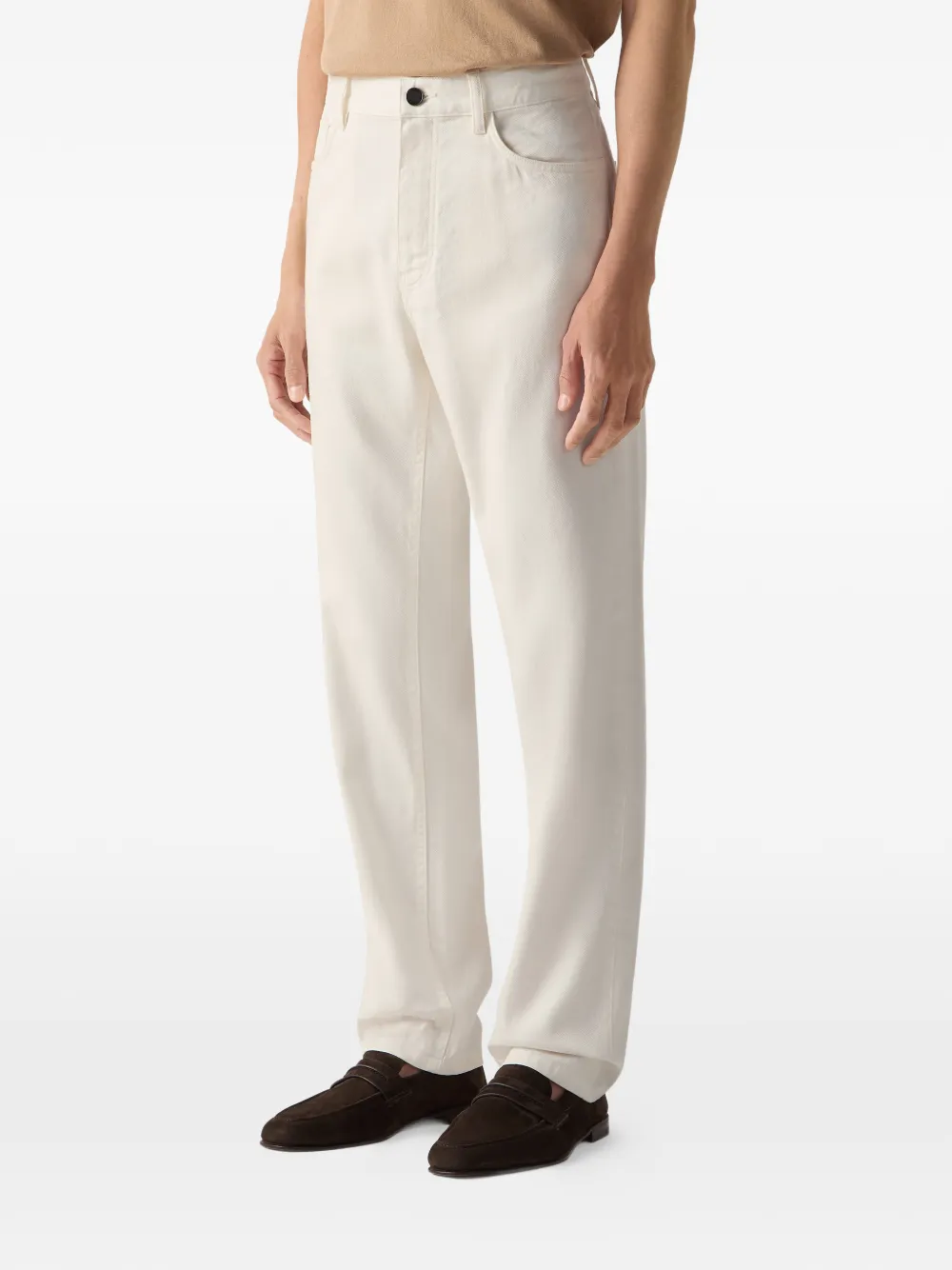 Zegna Roccia stretch katoenen en linnen broek Beige