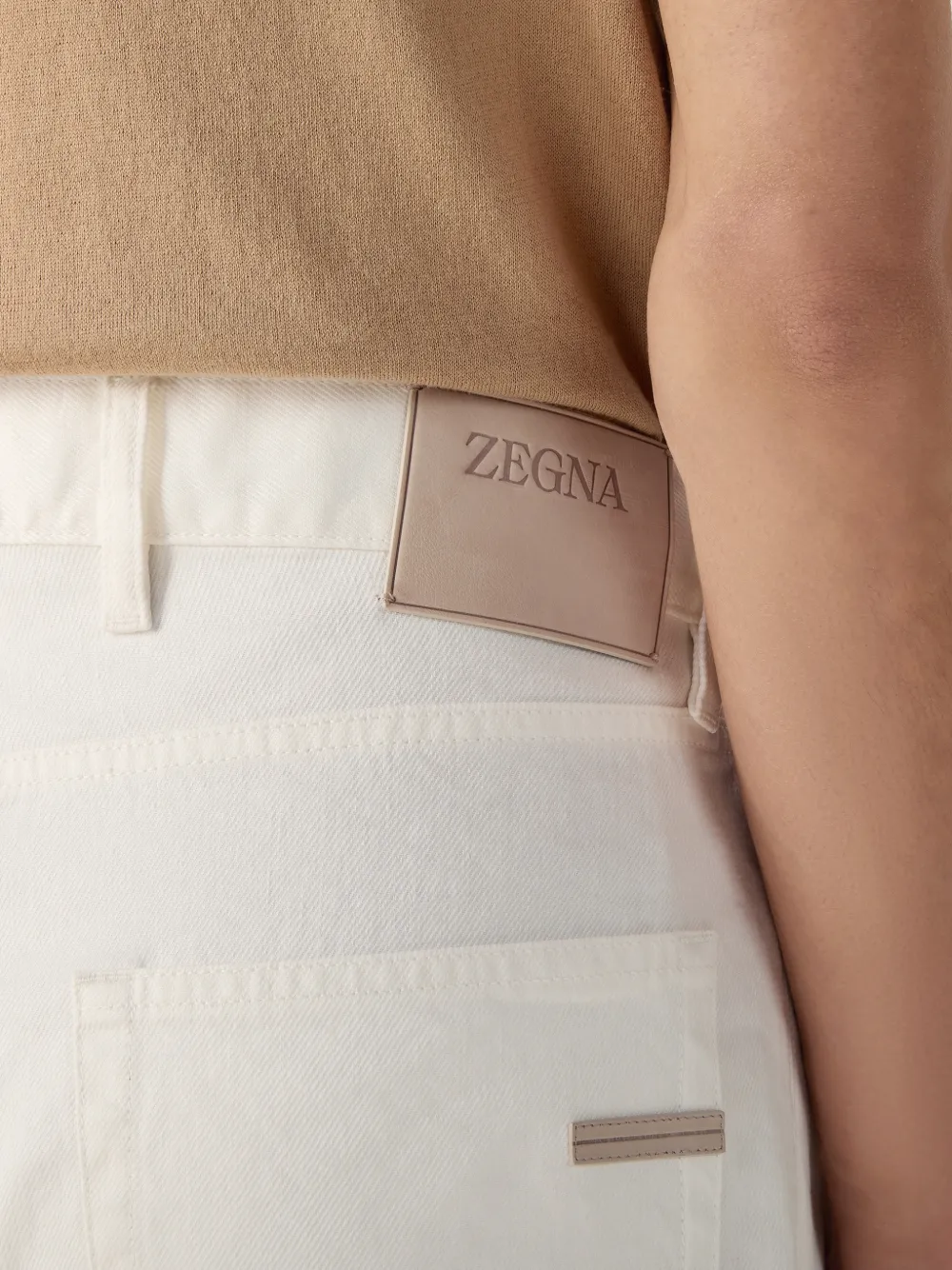 Zegna Roccia stretch katoenen en linnen broek Beige