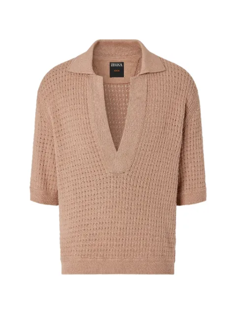 Zegna Poloshirt mit V-Ausschnitt