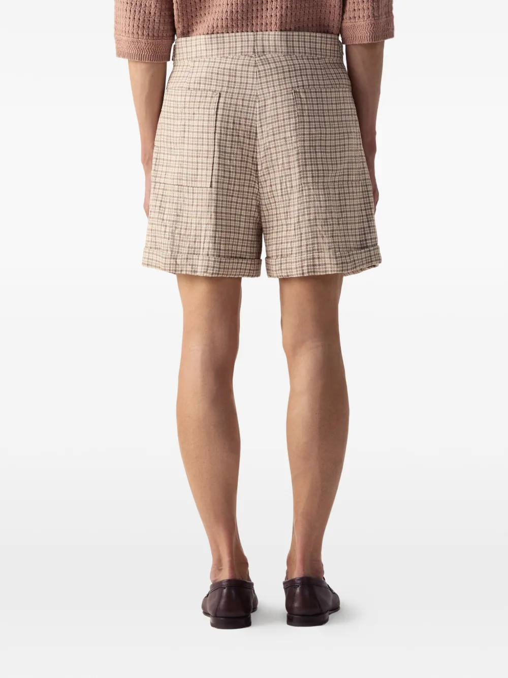 Zegna Zijden shorts met knoopdetail en plooien Beige