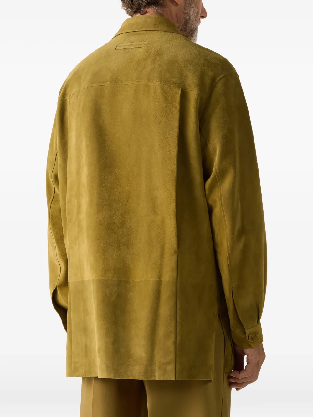 Zegna Leren shirtjack met knopen Groen