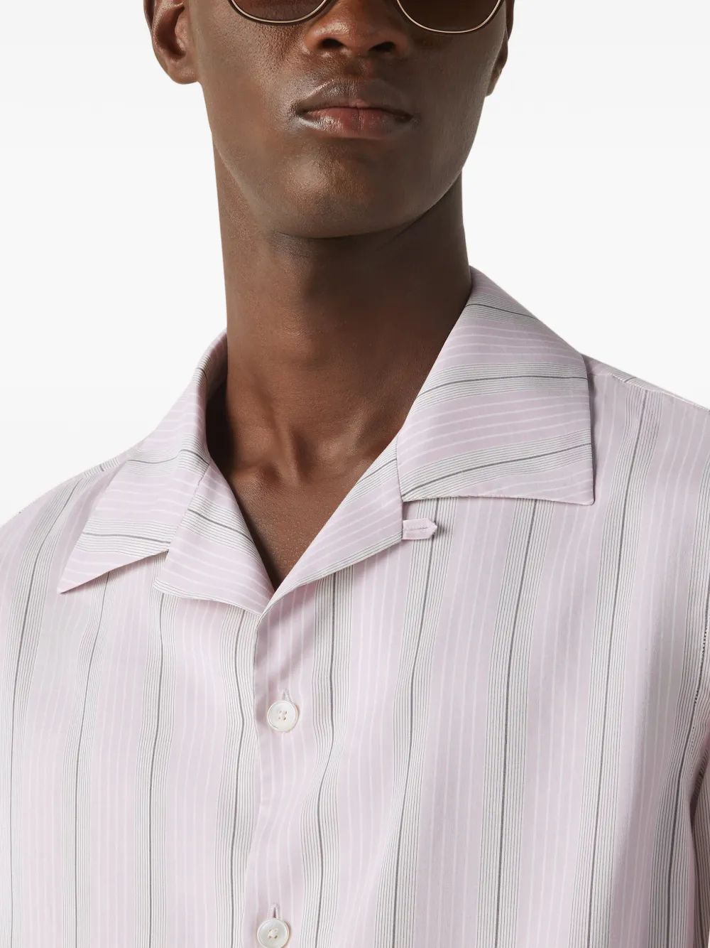 Zegna Gestreept overhemd Roze