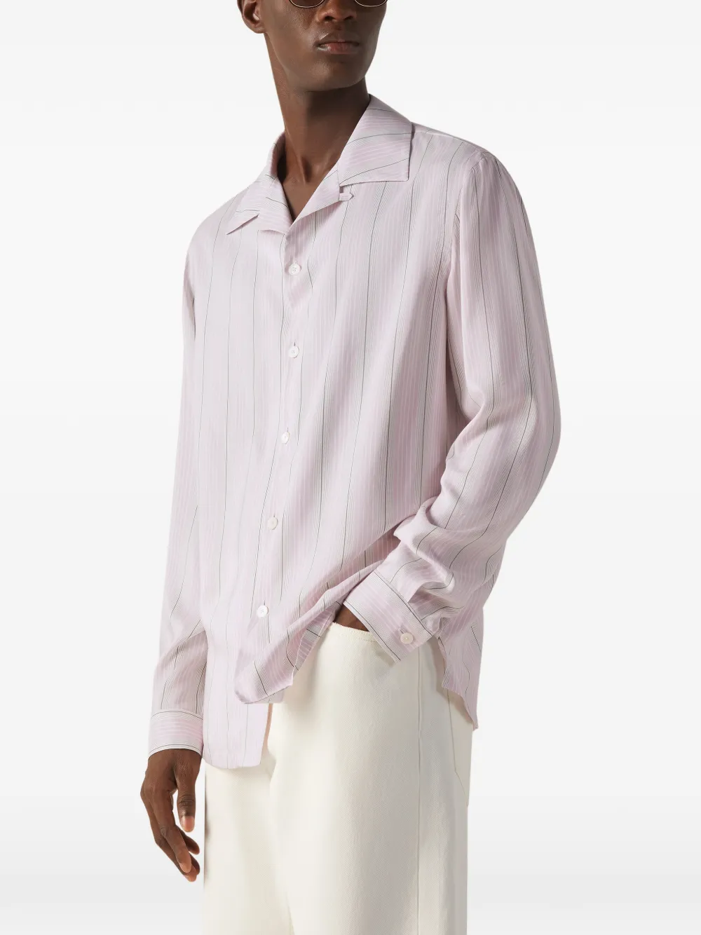 Zegna Gestreept overhemd Roze