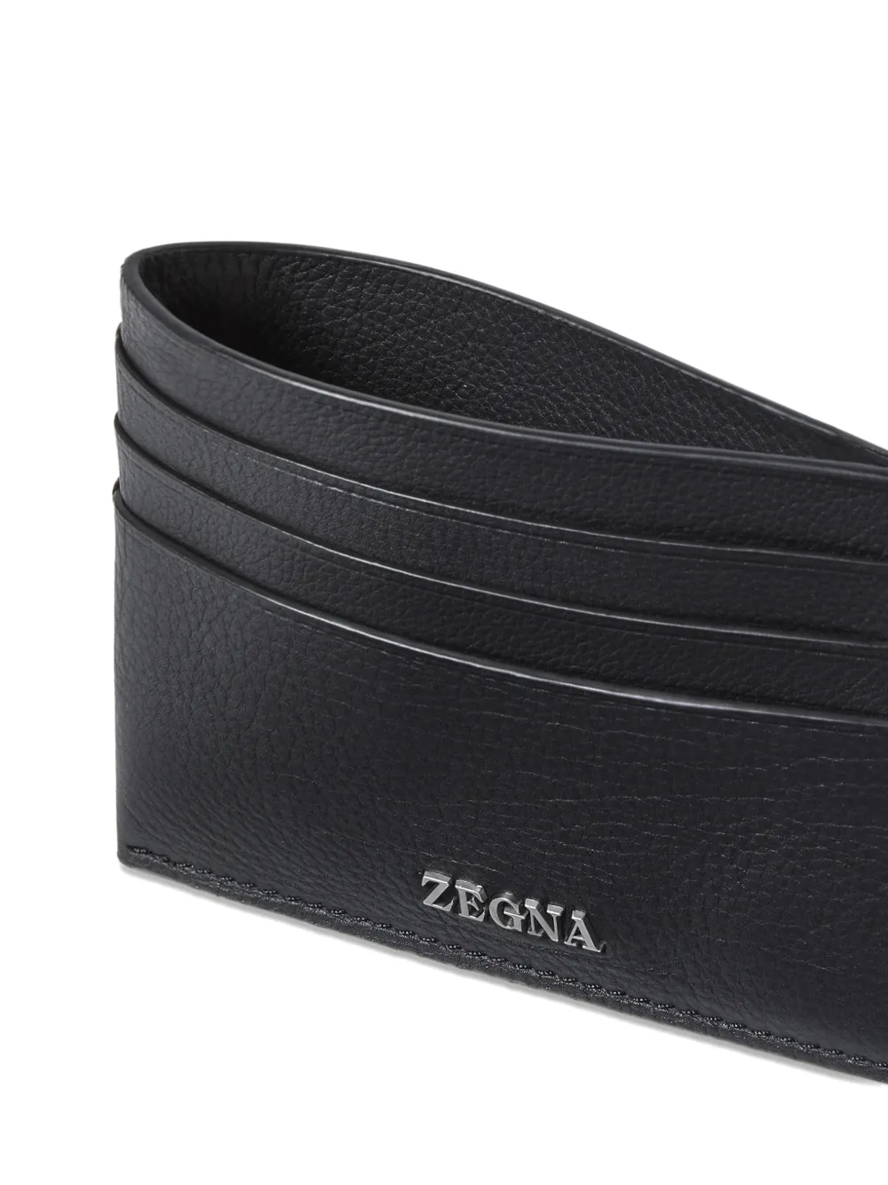  Zegna Leather Card Holder - Black 