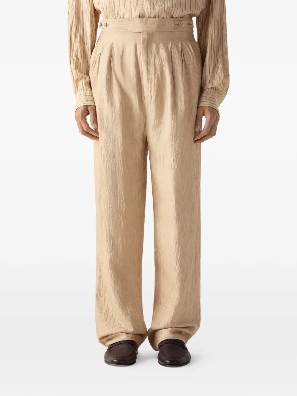 Zegna Zijden plooibroek Beige