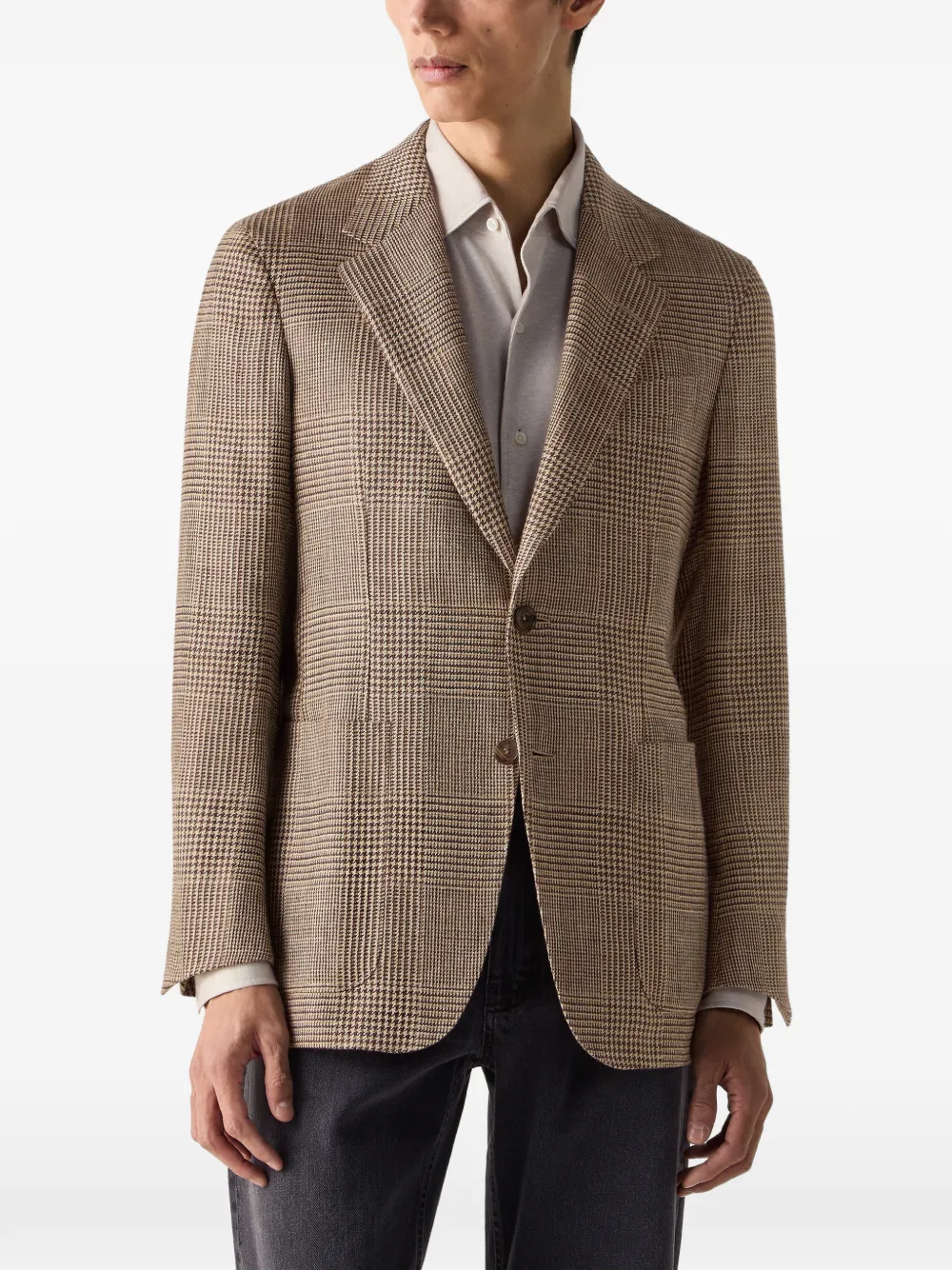  Zegna Checked-pattern Blazer - Brown 