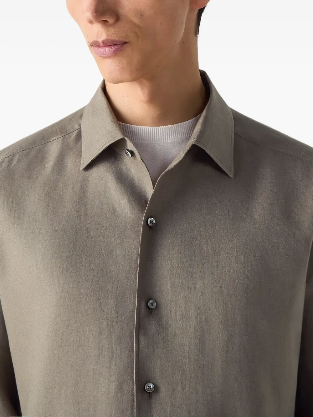 Zegna Oasi Lino overhemd Grijs