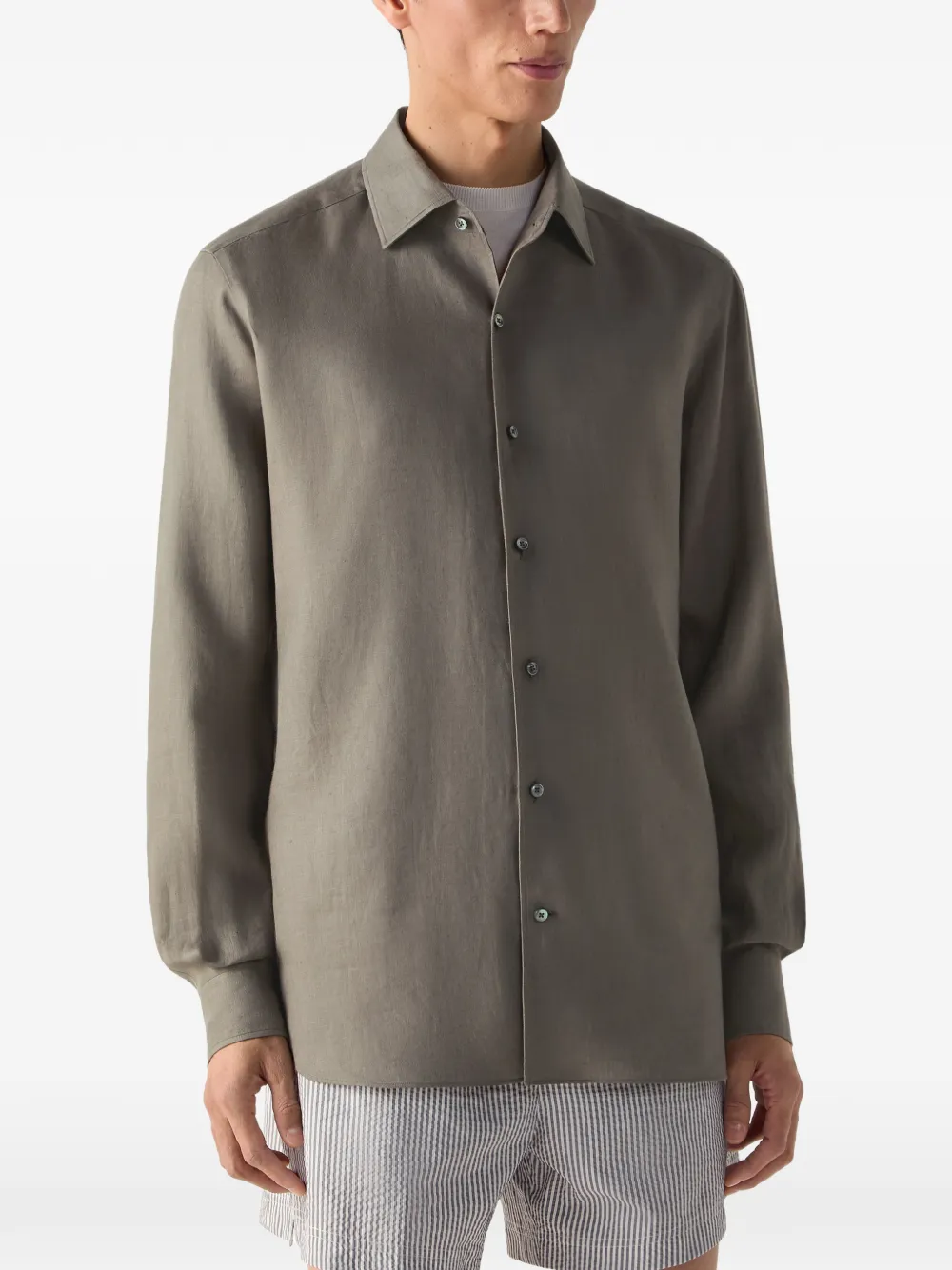 Zegna Oasi Lino overhemd Grijs