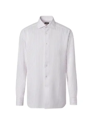 Ermenegildo Zegna Couture/ストライプシャツ/44/白 Zegna ストライプ コットンシャツ | ホワイト | FARFETCH JP