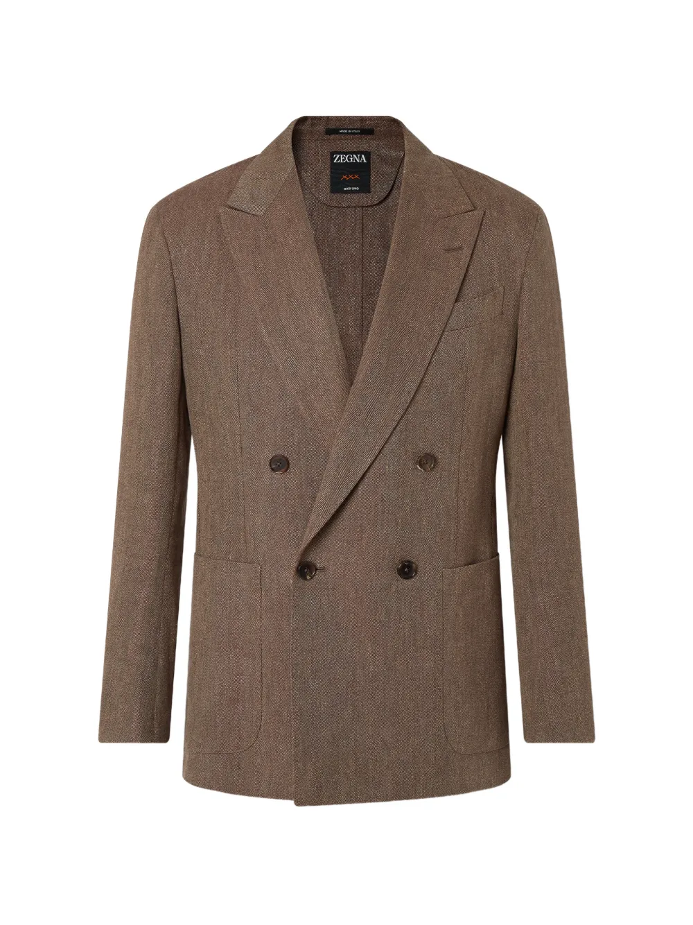 Zegna double-breasted oasi lino jacket - Brown