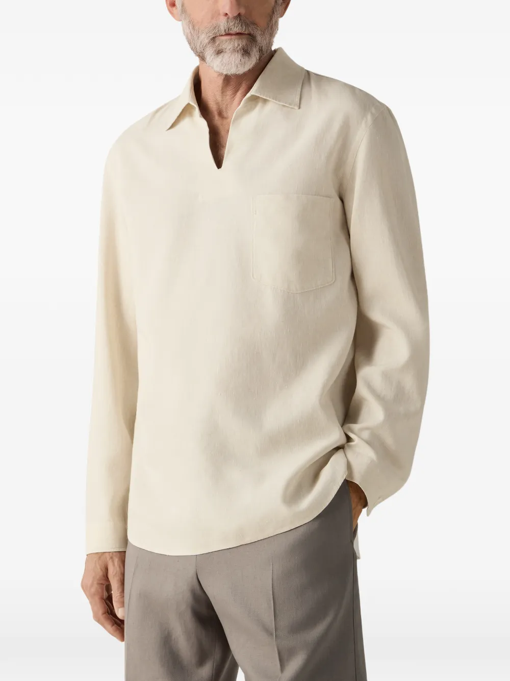 Zegna Poloshirt met lange mouwen Beige