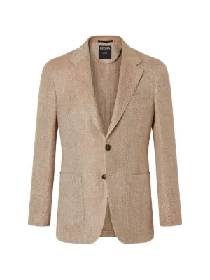 Zegna Houndstooth Pocketed Blazer | Neutrals | FARFETCH TH