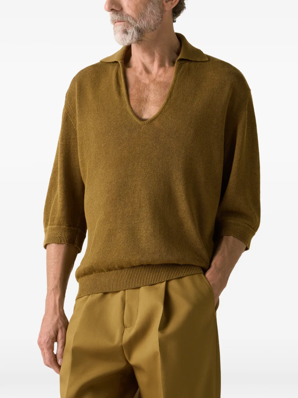 Zegna Oasi Lino poloshirt Groen