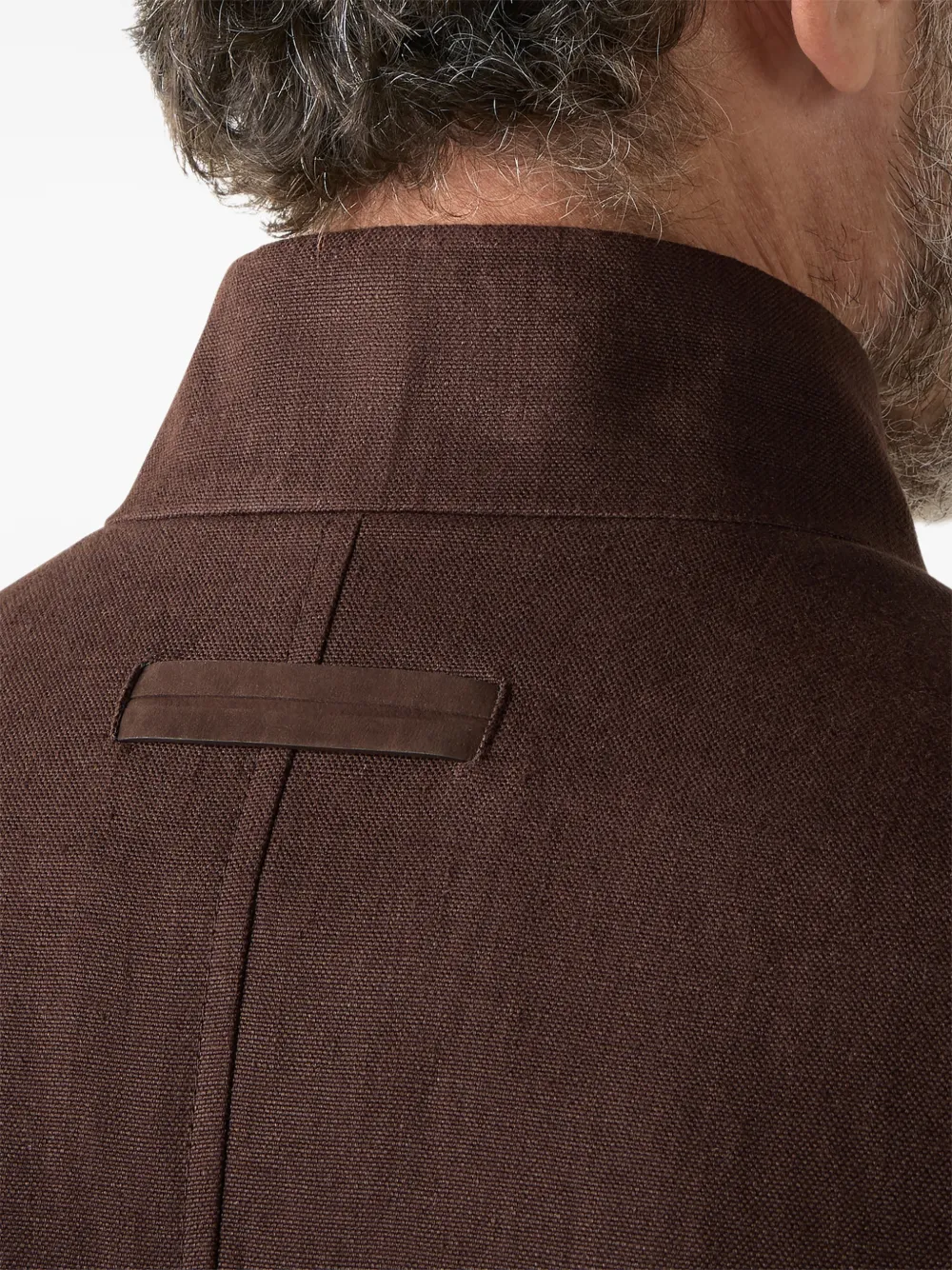 Zegna Il Conte Oasi Lino jack met knopen Bruin