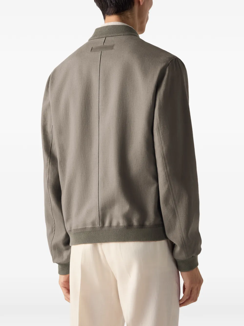 Zegna Oasi Lino bomberjack Grijs