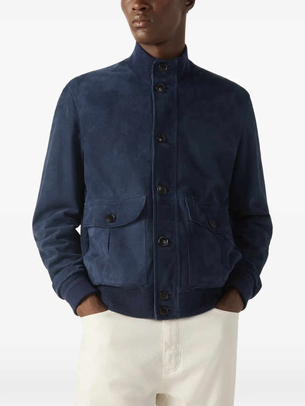 Zegna Suède shirtjack Blauw
