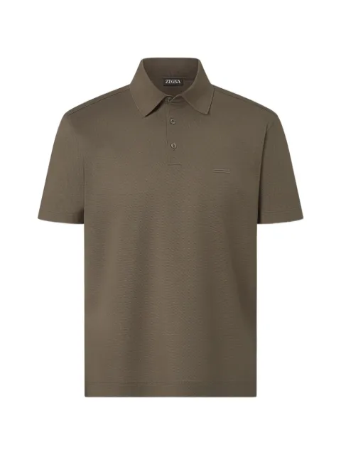 Zegna dark taupe cotton polo shirt