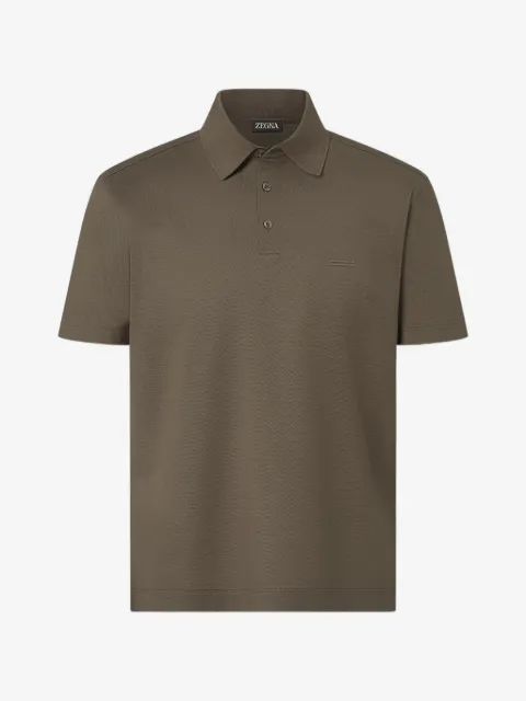 Zegna dark taupe cotton polo shirt