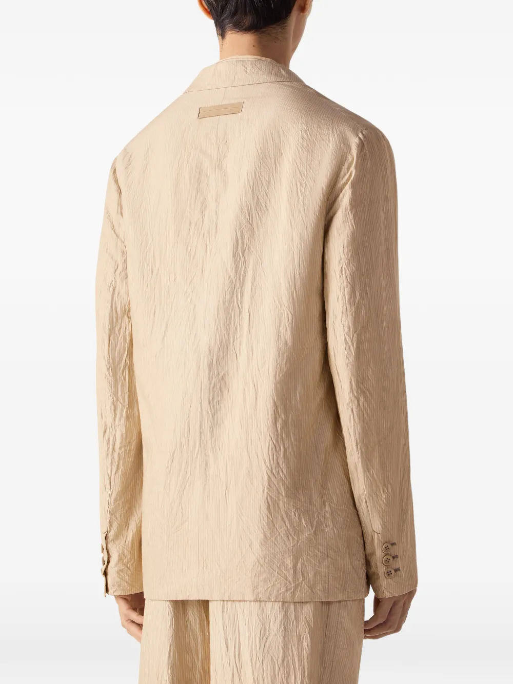 Zegna Zijden blazer met enkele rij knopen en strepen Beige