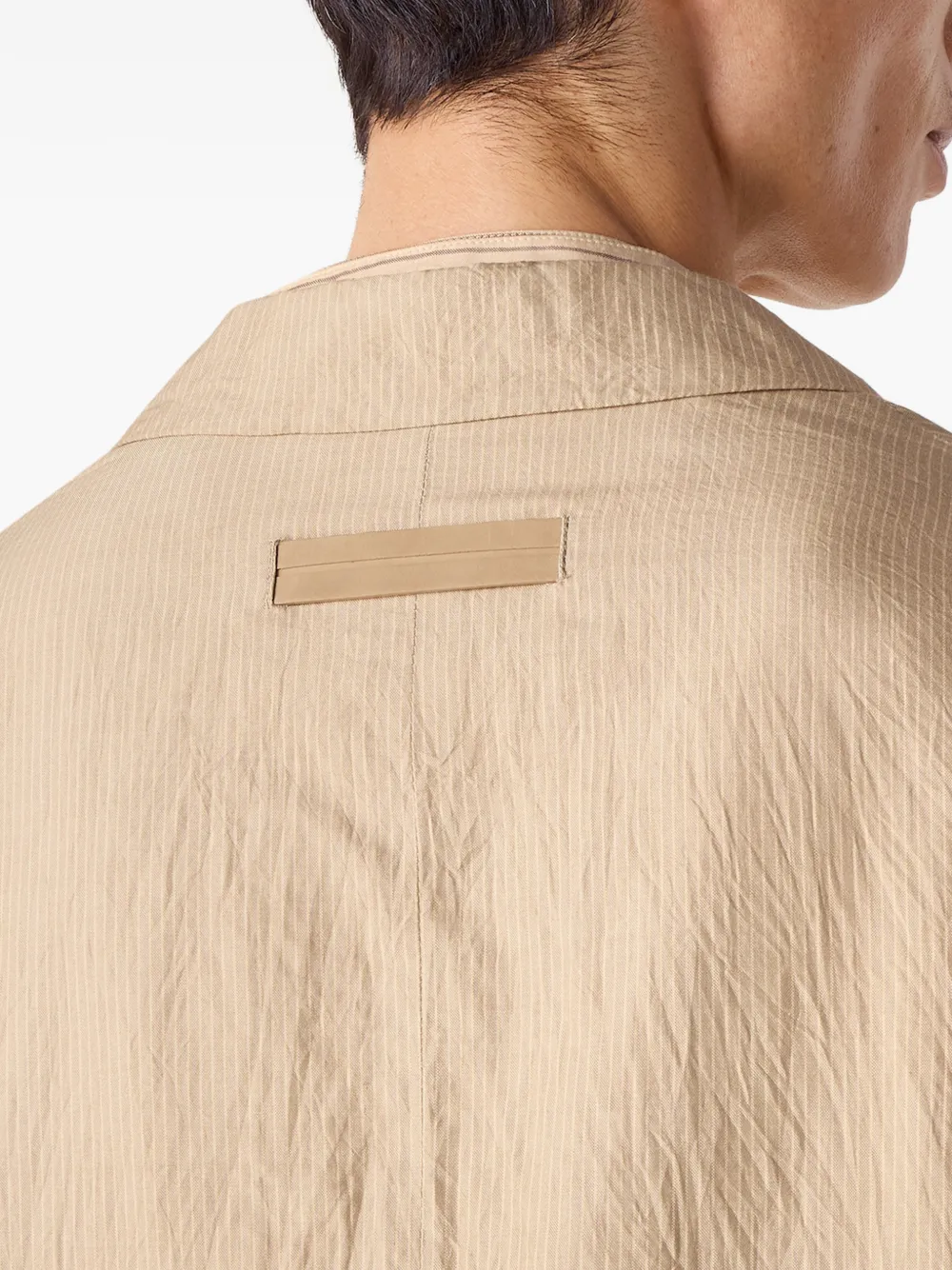 Zegna Zijden blazer met enkele rij knopen en strepen Beige