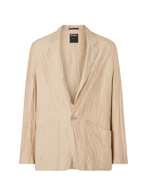 Zegna 单排扣条纹真丝西装夹克