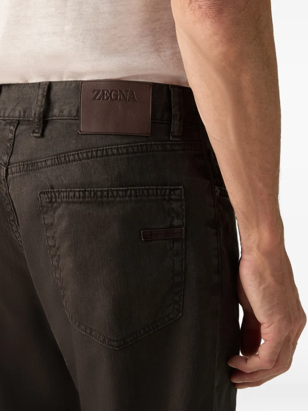Zegna Stretch Roccia broek Bruin