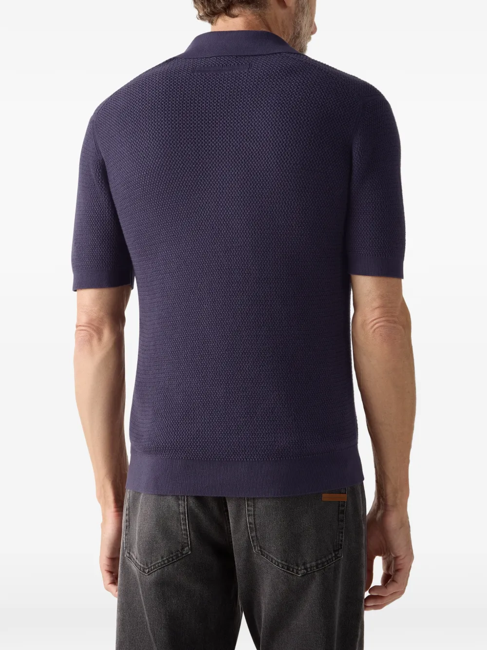 Zegna Wafelgebreid T-shirt met V-hals Paars