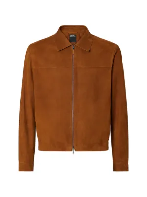 Ferragamo Deerskin Leather And Suede Blouson | Brown | FARFETCH