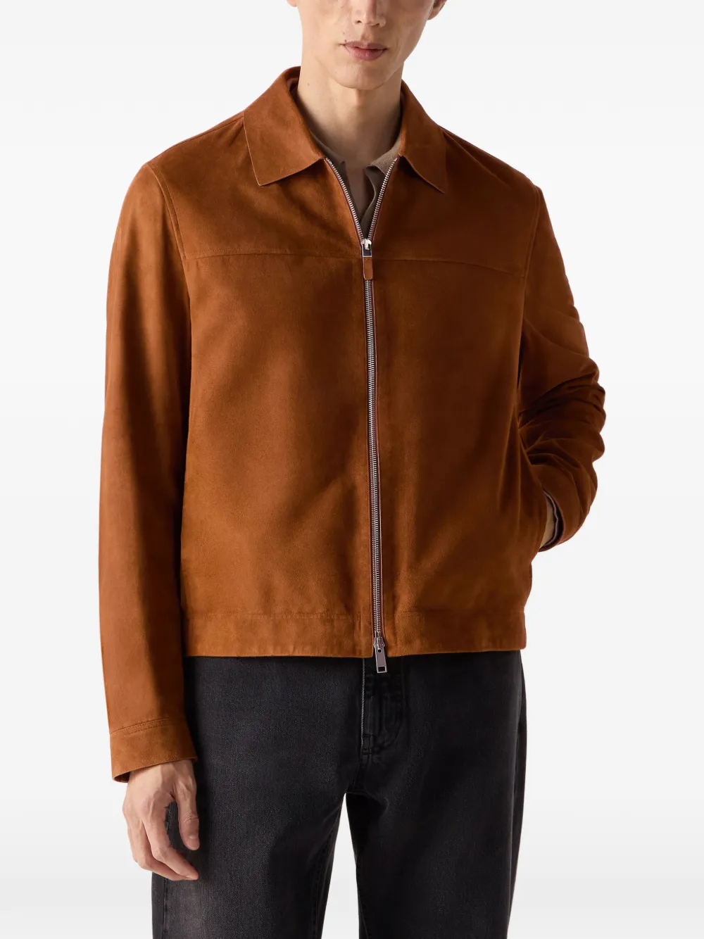 Zegna Shirtjack met puntkraag Bruin