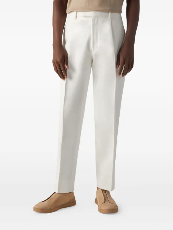 Zegna Oasi Pleated Cotton Pants | White | FARFETCH UZ