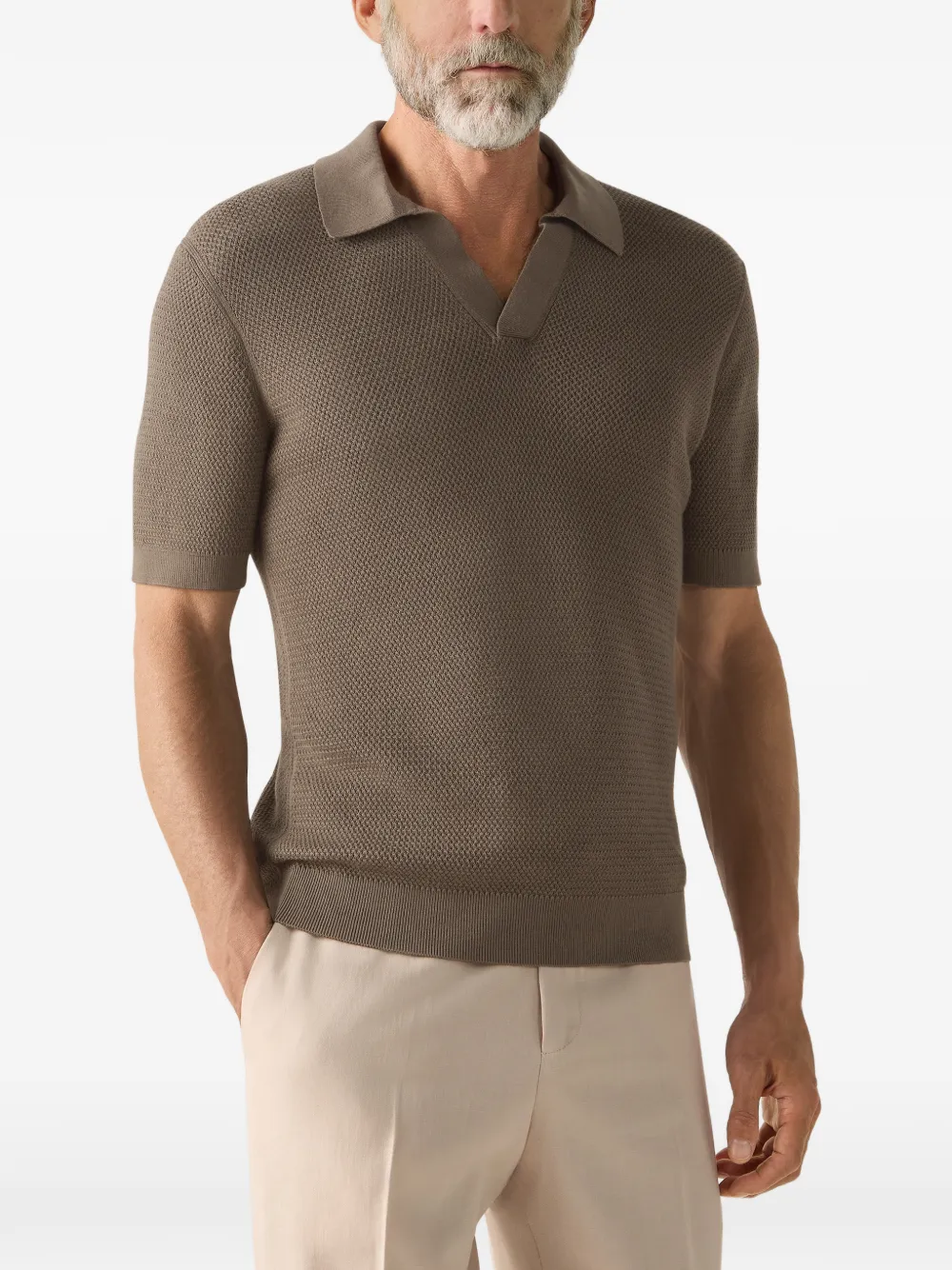 Zegna T-shirt met V-hals Bruin