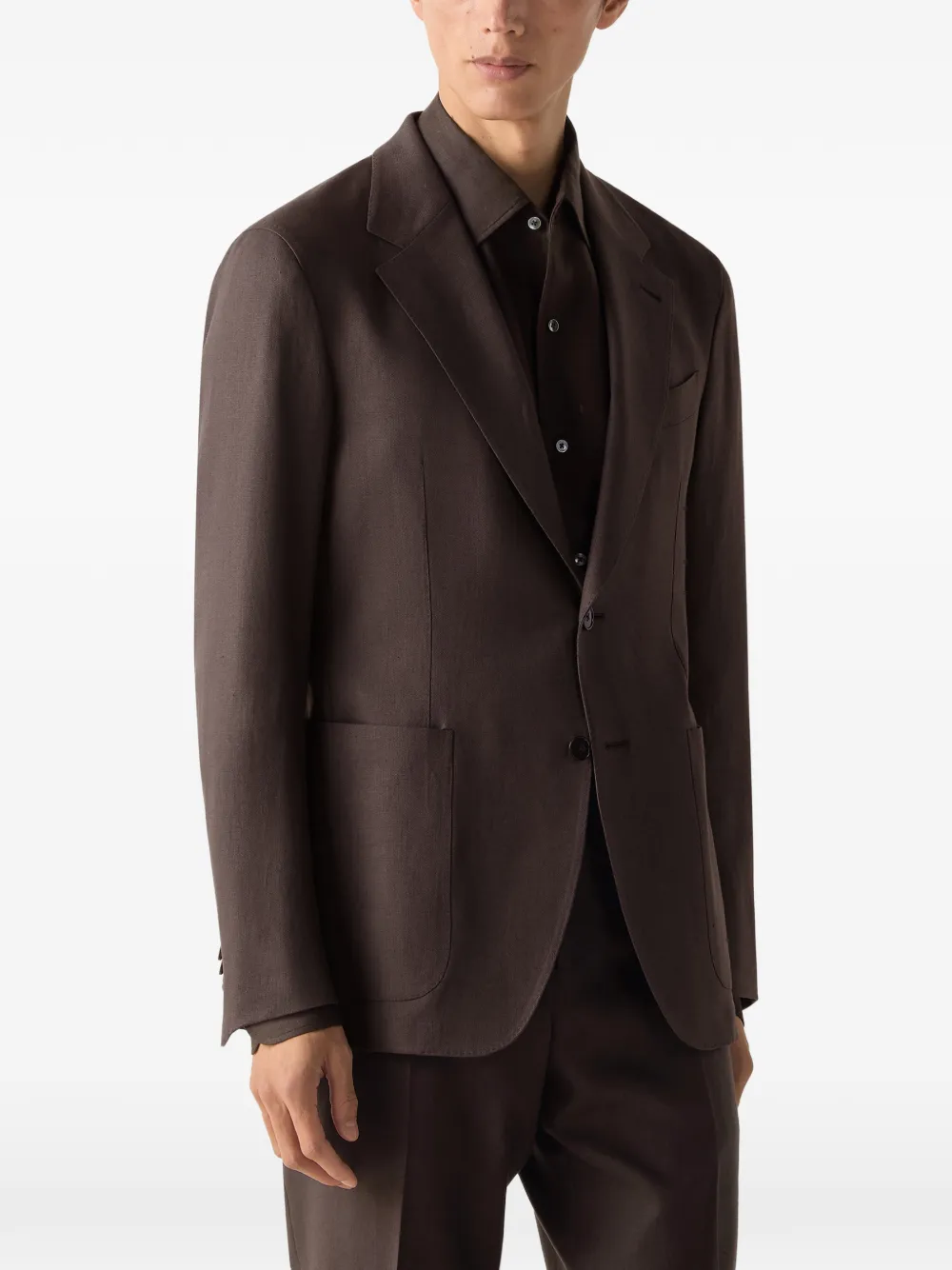 Zegna Jack met enkele rij knopen en gekerfde revers Bruin