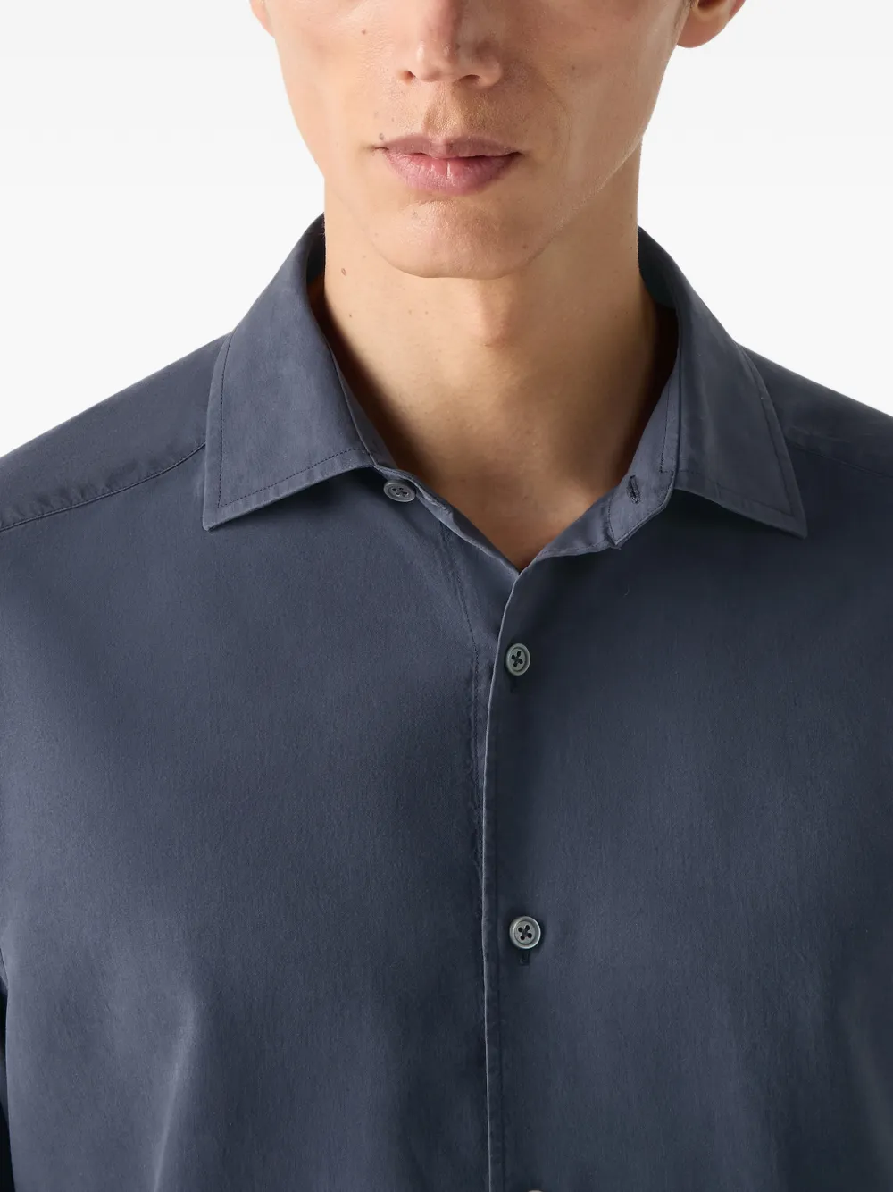 Zegna Zijden overhemd met knopen Blauw