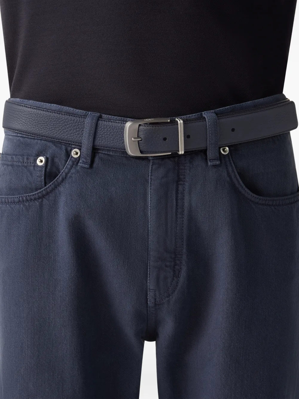 Zegna Leren riem Blauw