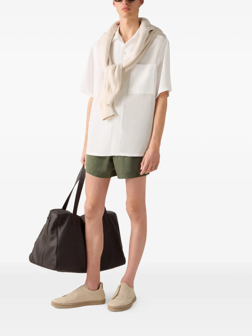 Zegna Overhemd met zak en korte mouwen Wit