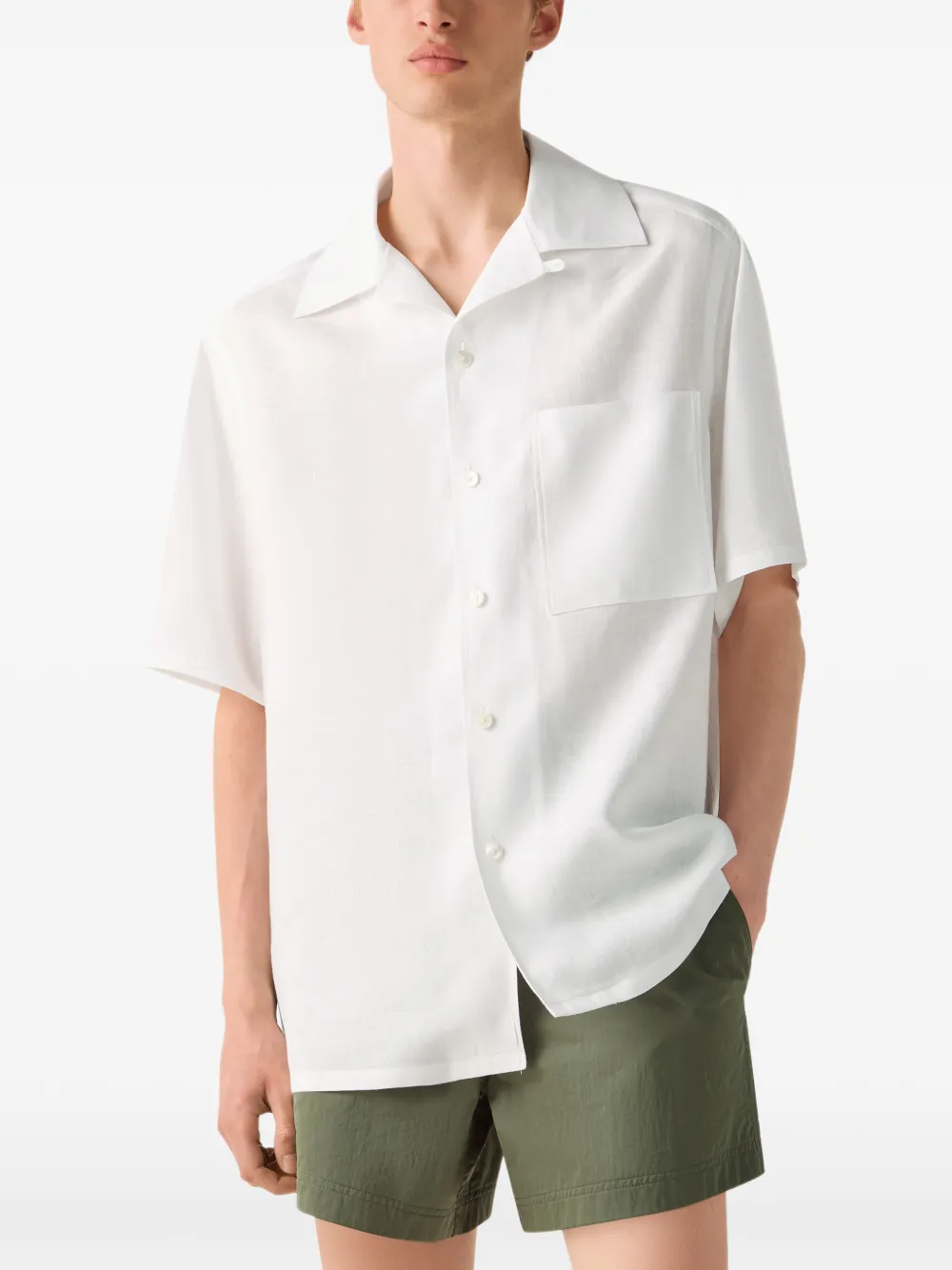 Zegna Overhemd met zak en korte mouwen Wit