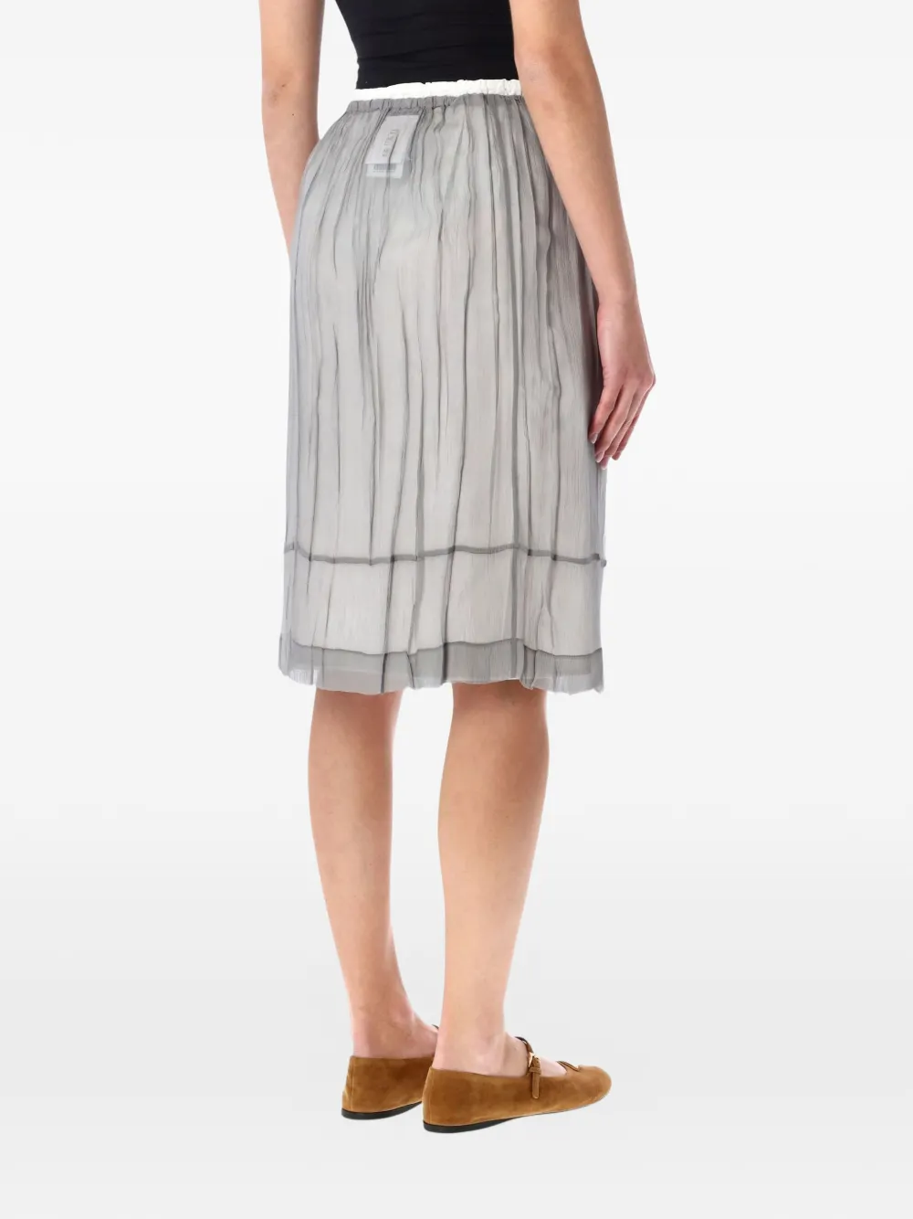 Prada floral-embroidered midi skirt - Grijs