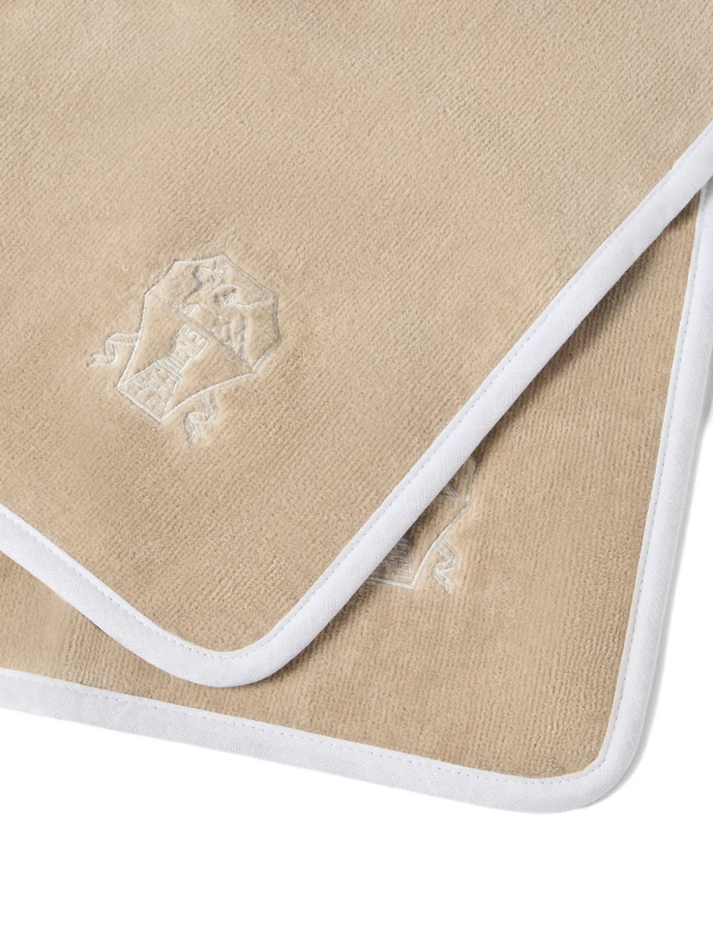  Brunello Cucinelli 2-piece Cotton Terrycloth Hand Towel Set With Embroidery - Neutrals 