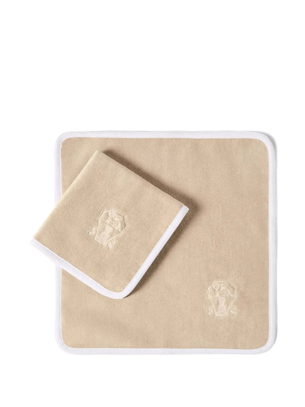 Brunello Cucinelli 2-piece cotton terrycloth hand towel set with embroidery - Toni neutri