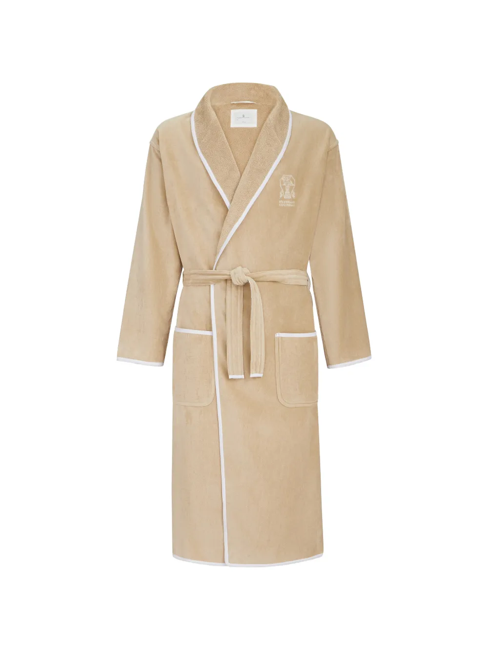 Brunello Cucinelli cotton terrycloth bathrobe with linen trims - Neutrals