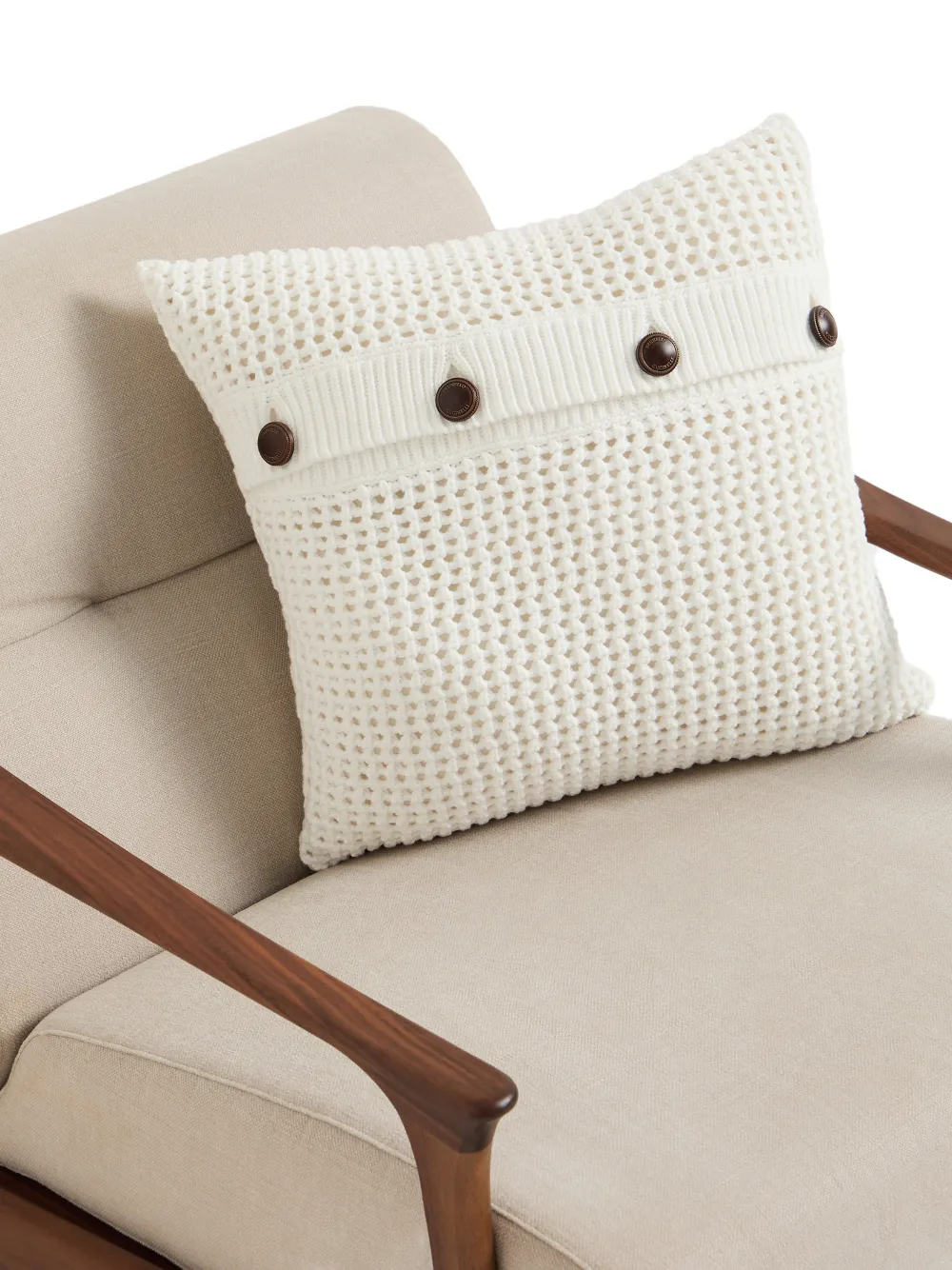  Brunello Cucinelli Buttoned Knit Cushion Pillow - White 