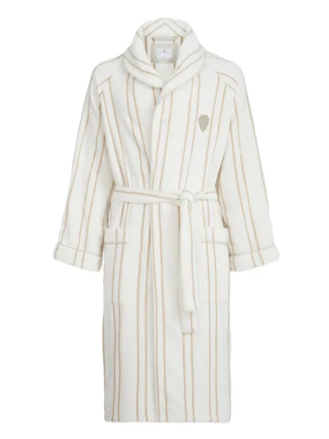 Brunello Cucinelli striped logo cotton bathrobe